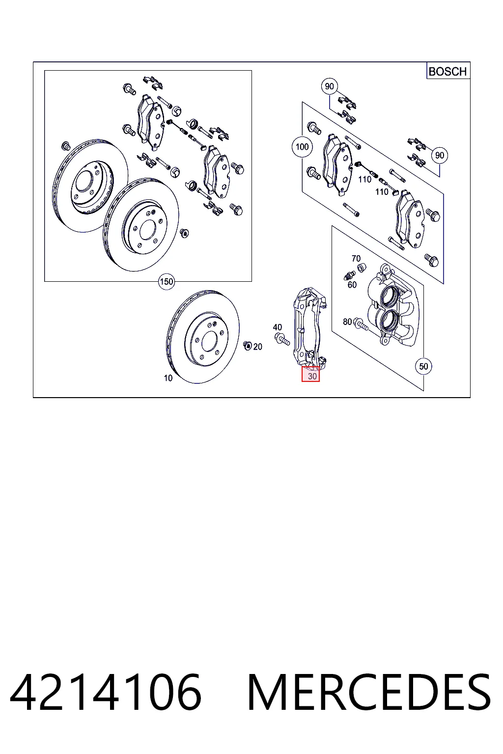 4214106 Mercedes Скоба суппорта переднего