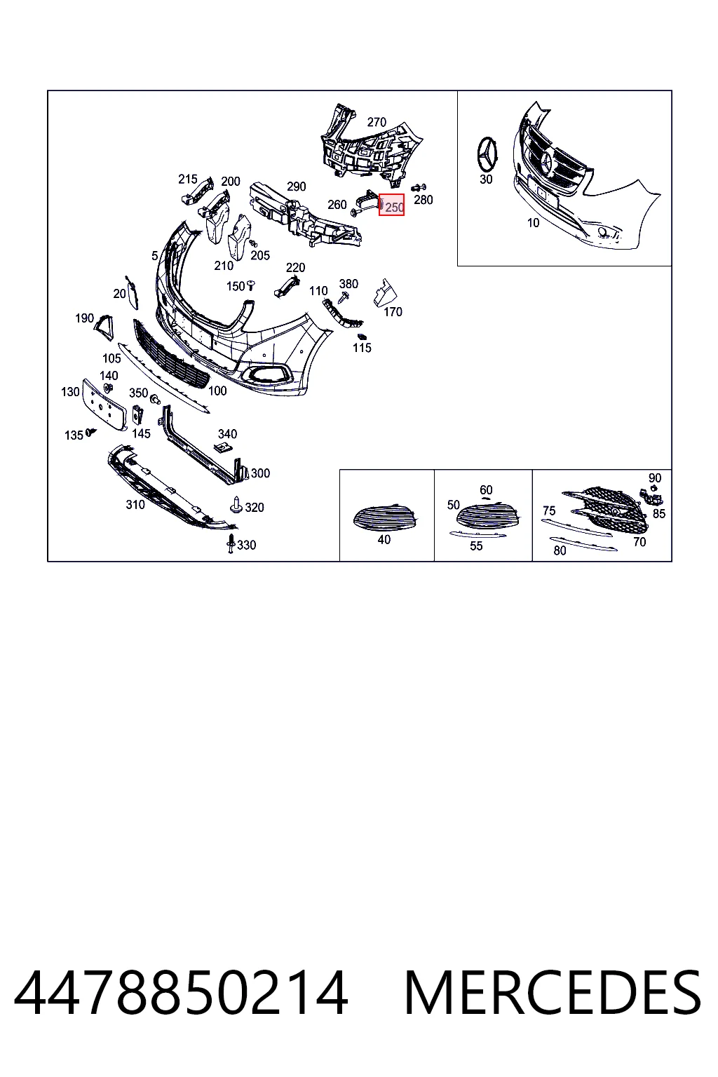 4478850214 Mercedes Кронштейн бампера переднего