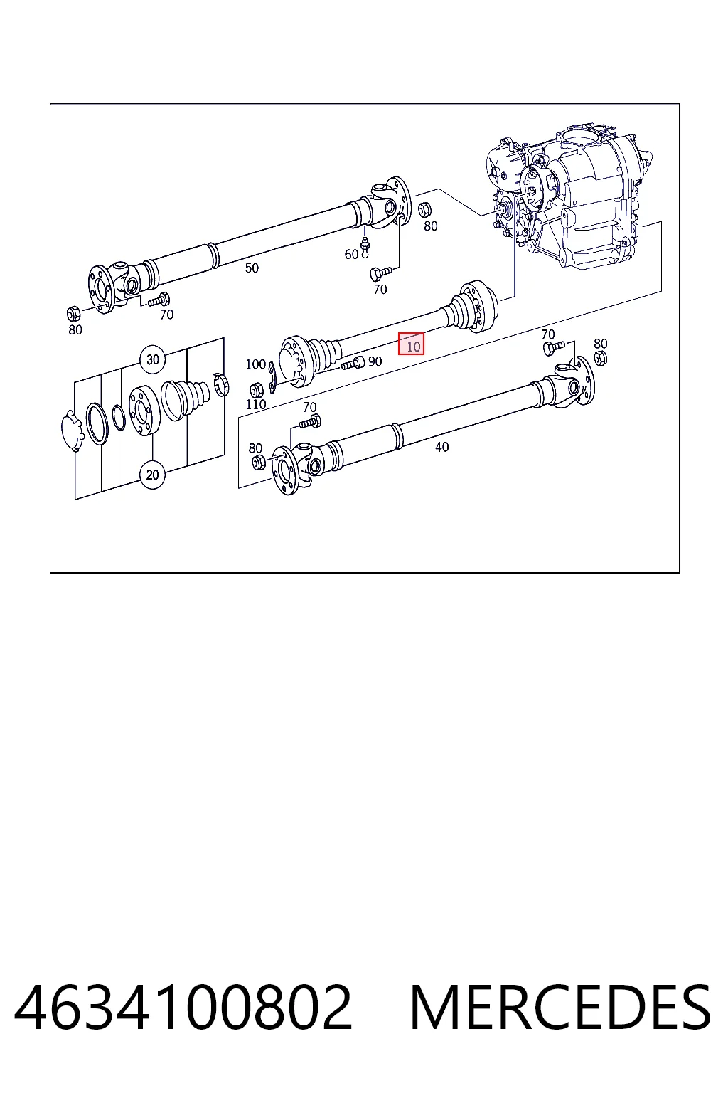 4634100802 Mercedes Вал карданный между КПП и раздаточной коробкой