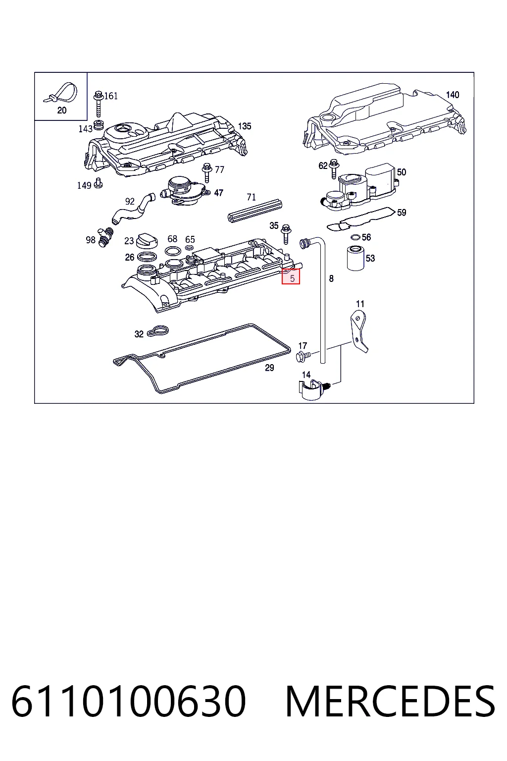 6110100630 Mercedes Крышка двигателя