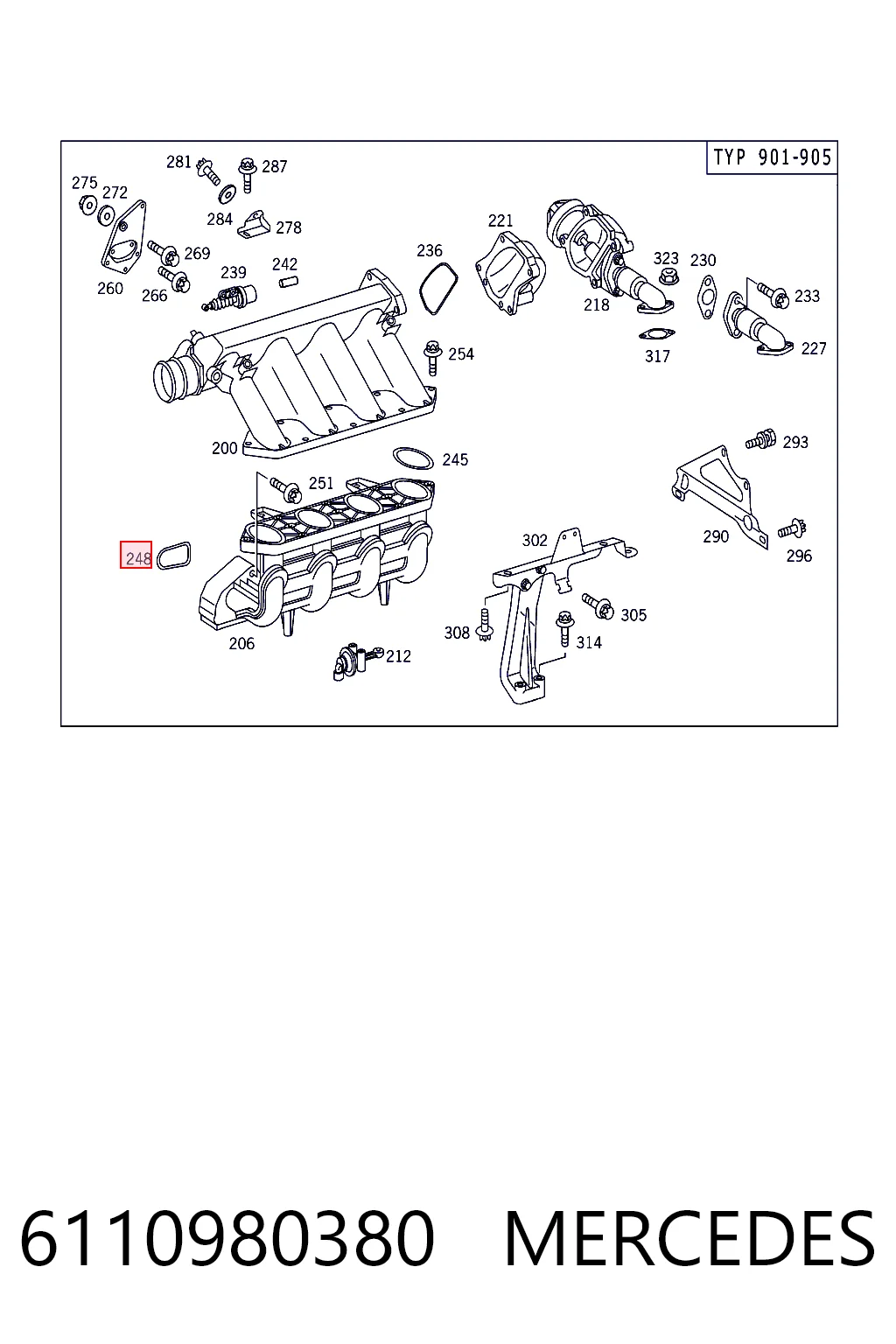  Прокладка впускного коллектора на Mercedes Sprinter I 2-t 901, 902