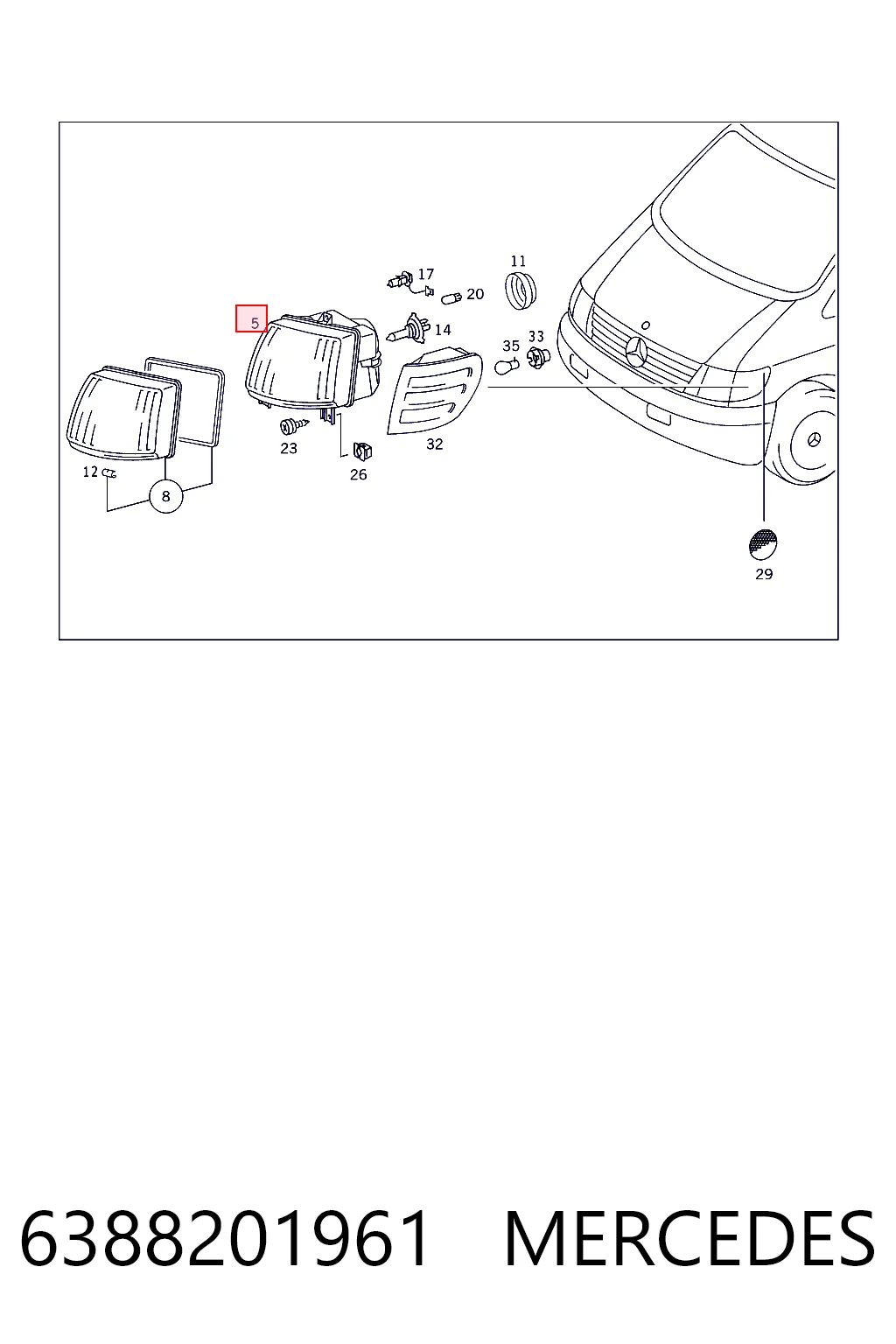  Левая фара Mercedes V 