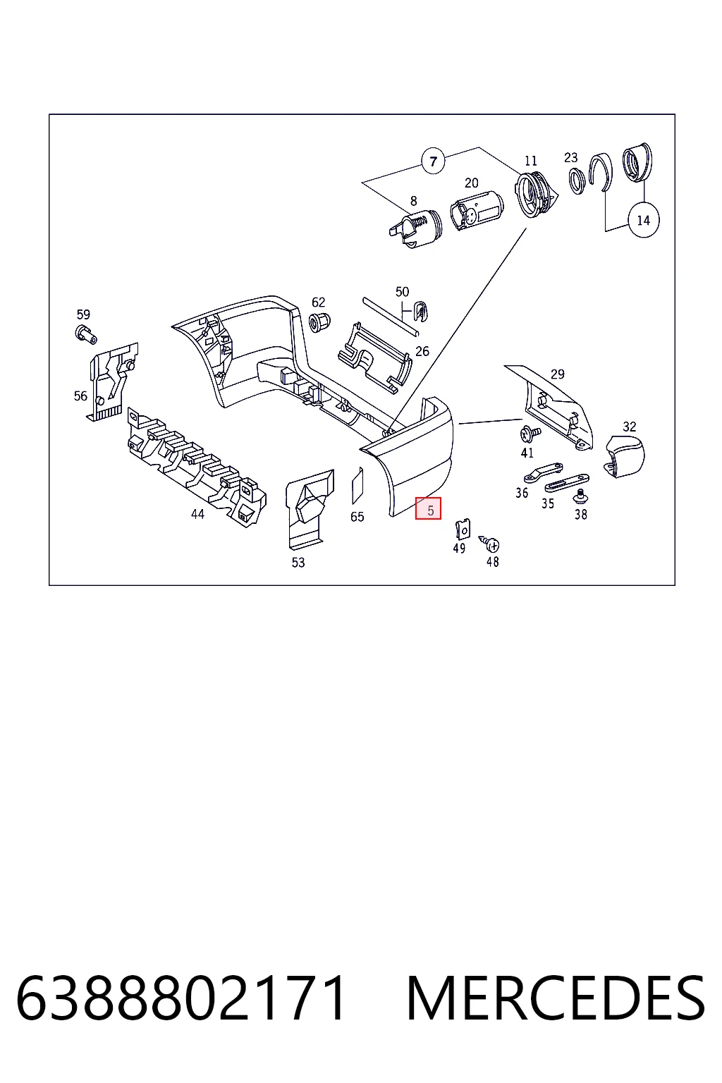 Задний бампер на Mercedes V  638