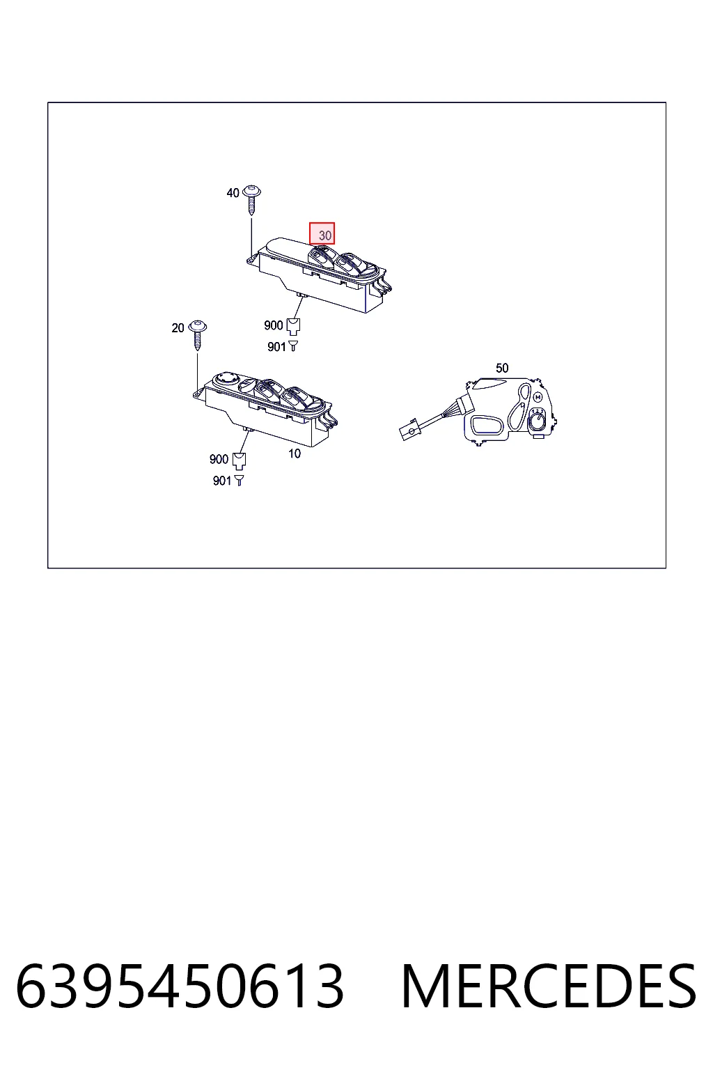 6395450613 Mercedes Кнопки переднего правого стекло подъёмника