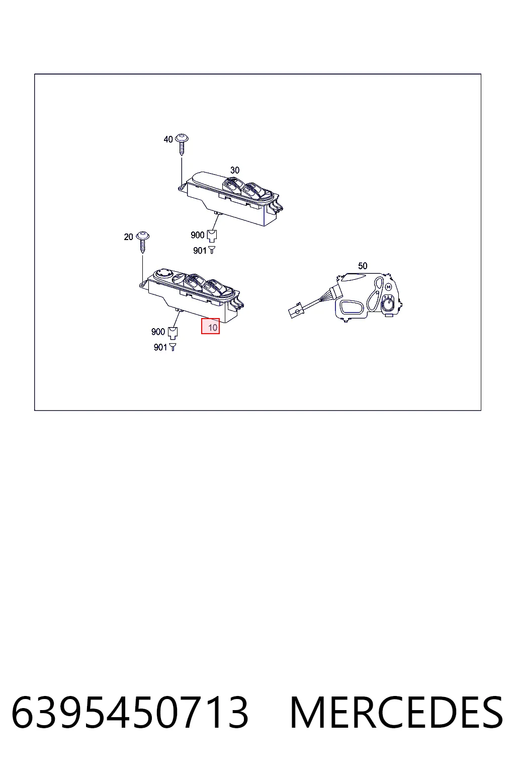 6395450713 Mercedes Кнопки переднего левого стекло подъёмника