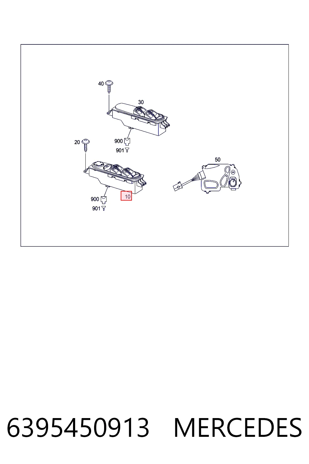 6395450913 Mercedes Кнопки переднего левого стекло подъёмника