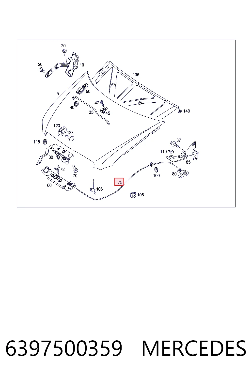 6397500359 Mercedes Трос открытия капота