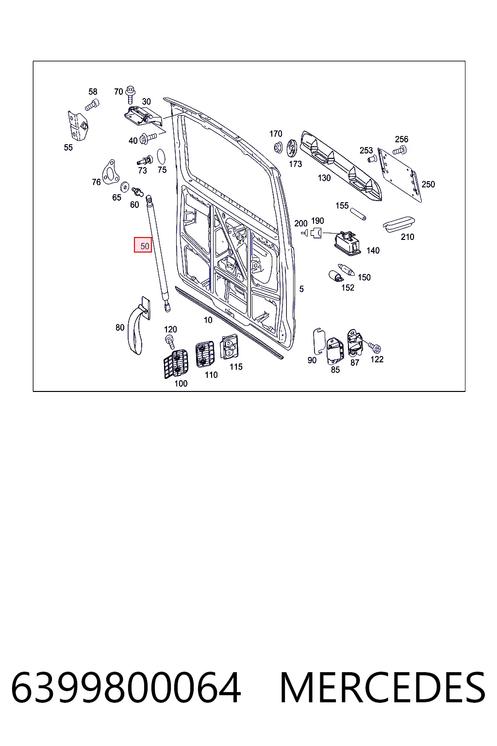 6399800064 Mercedes Амортизатор крышки багажника