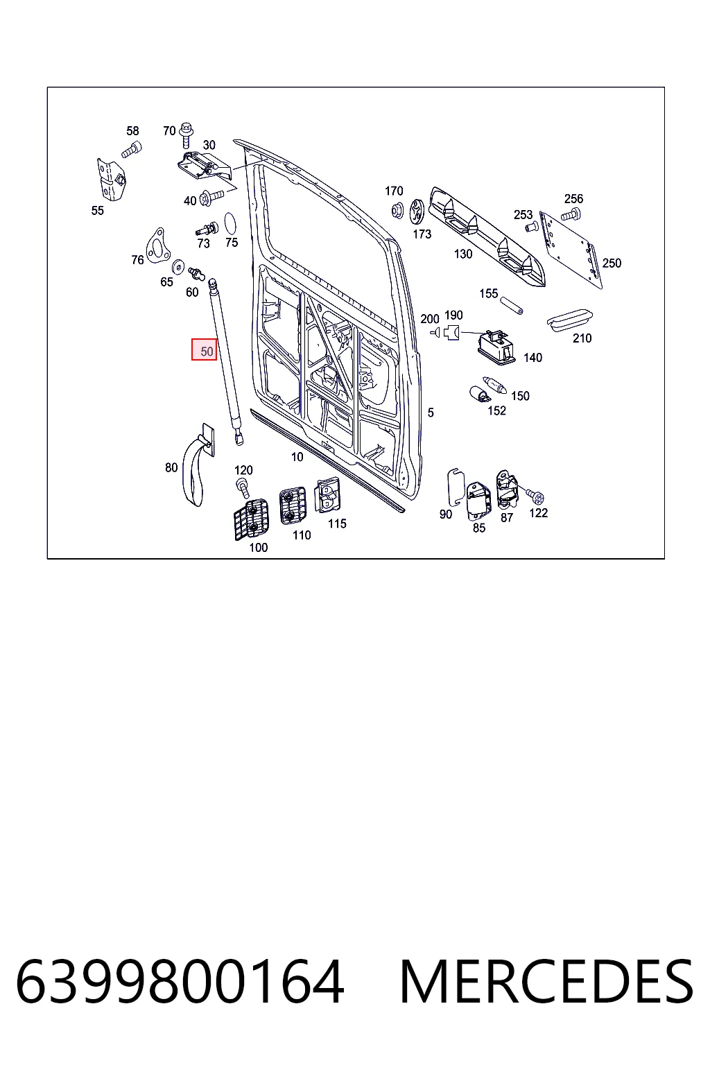 6399800164 Mercedes Амортизатор крышки багажника