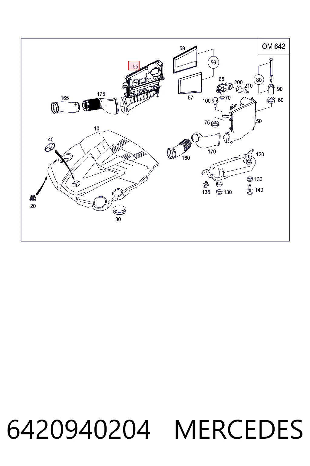 6420940204 Mercedes Корпус воздушного фильтра правый