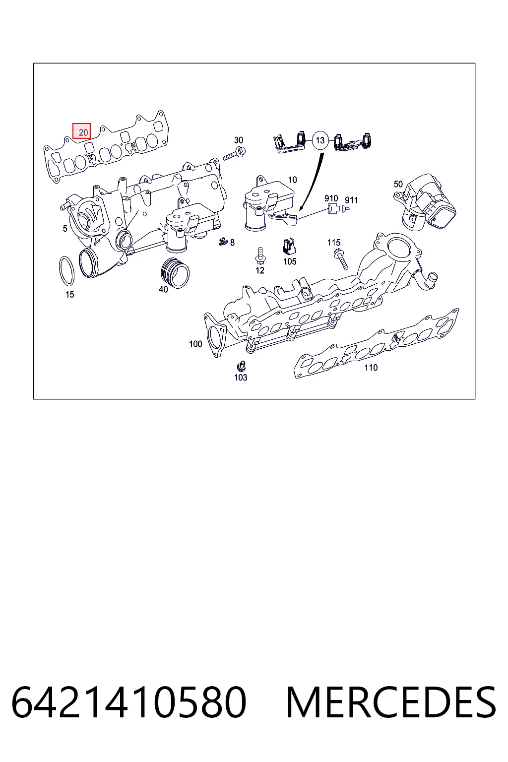  Прокладка впускного коллектора на Mercedes GL  X164
