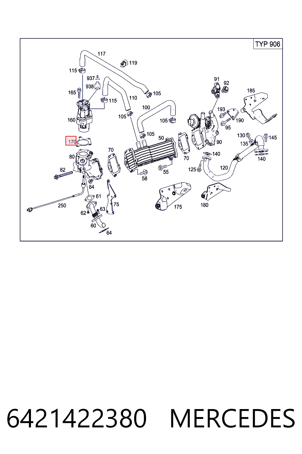 6421422380 Mercedes Прокладка EGR клапана рециркуляции