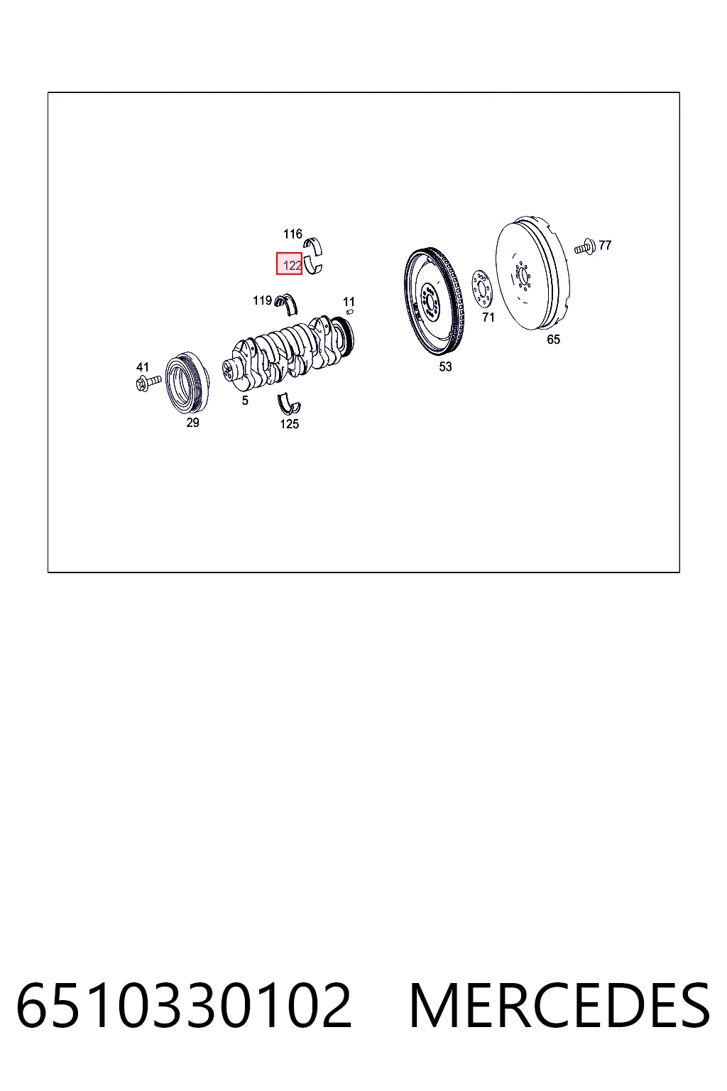 6510330102 Mercedes Подшипник скольжения коленвала