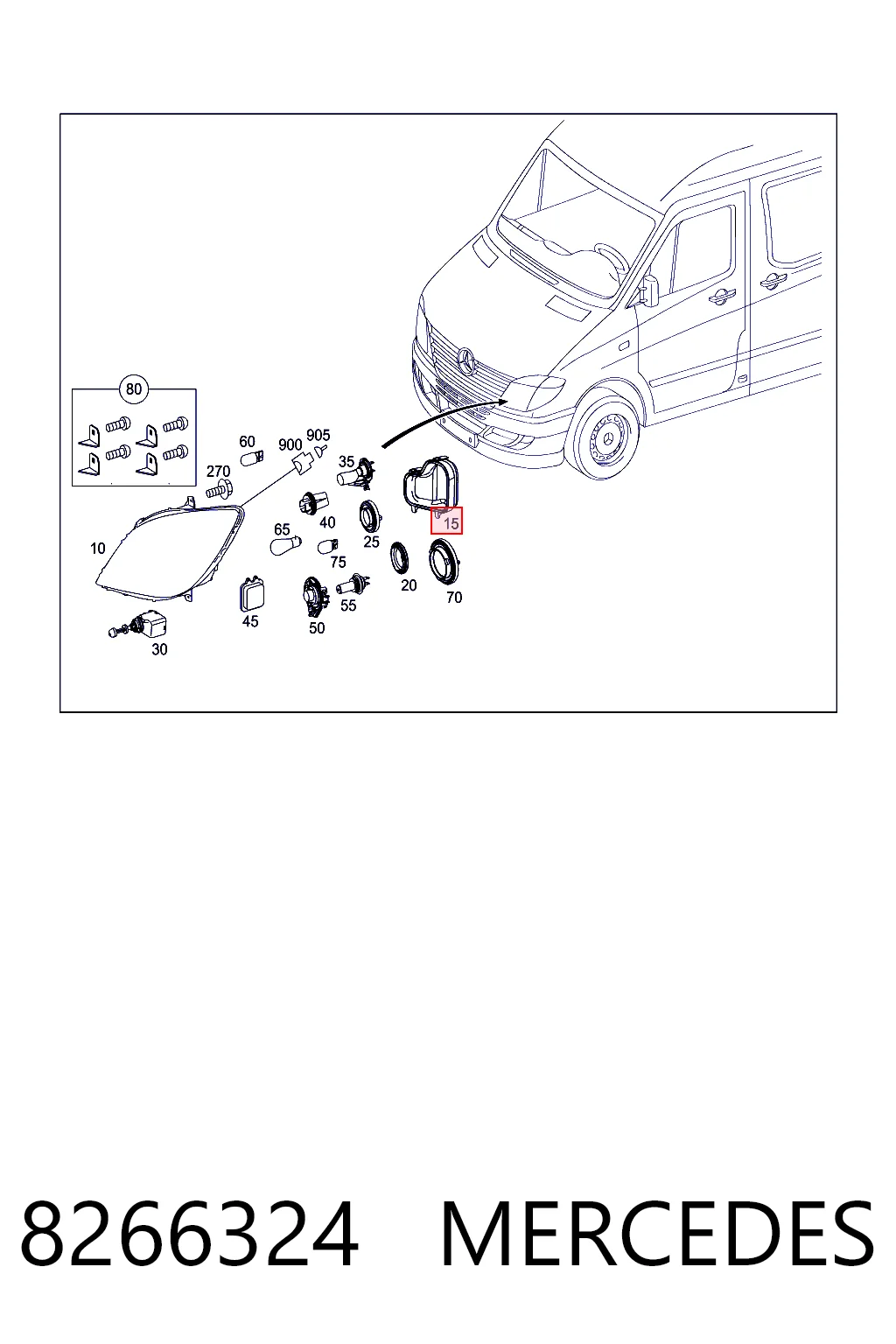 8266324 Mercedes Корпус фары левой