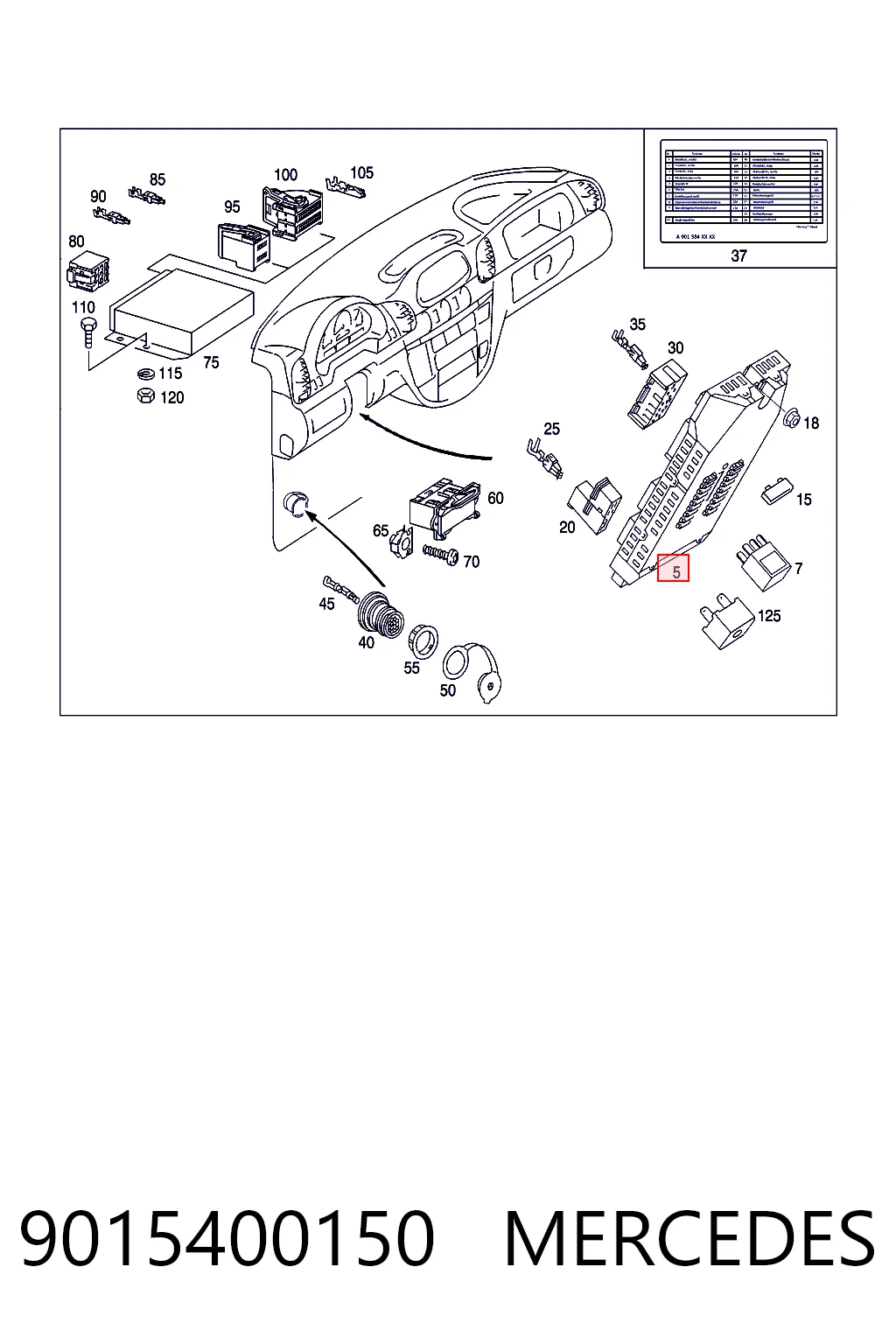 Коробка предохранителей Mercedes Sprinter I 4-t фургон (904) (1995 - 2006) цена, от 30.37 USD