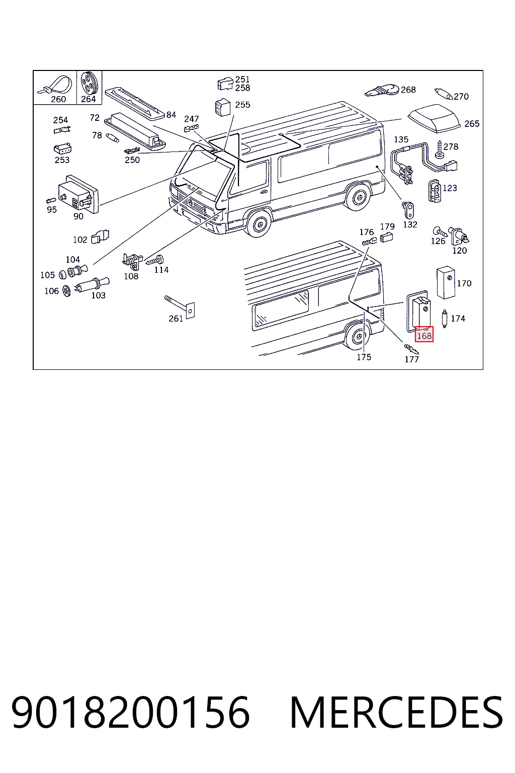 9018200156 Mercedes Фонарь освещения номера