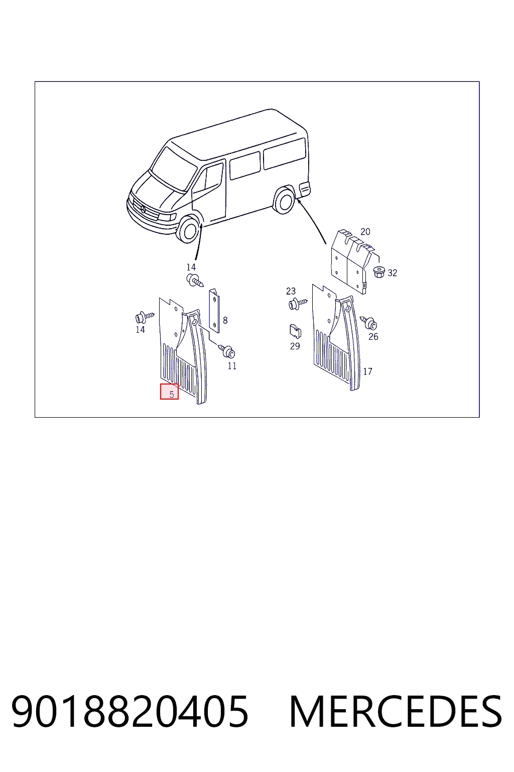 9018820405 Mercedes Брызговик передний правый