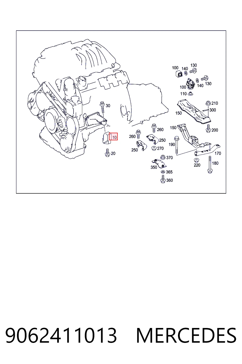 9062411013 Mercedes Подушка (опора) двигателя, левая