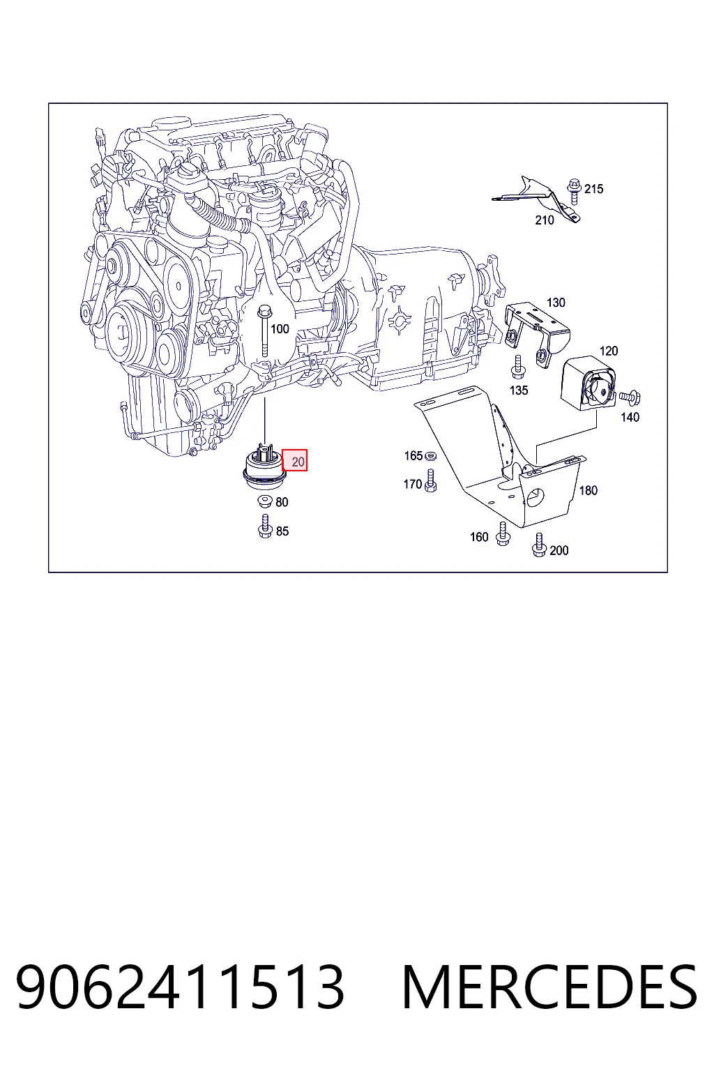 9062411513 Mercedes Подушка (опора) двигателя, левая