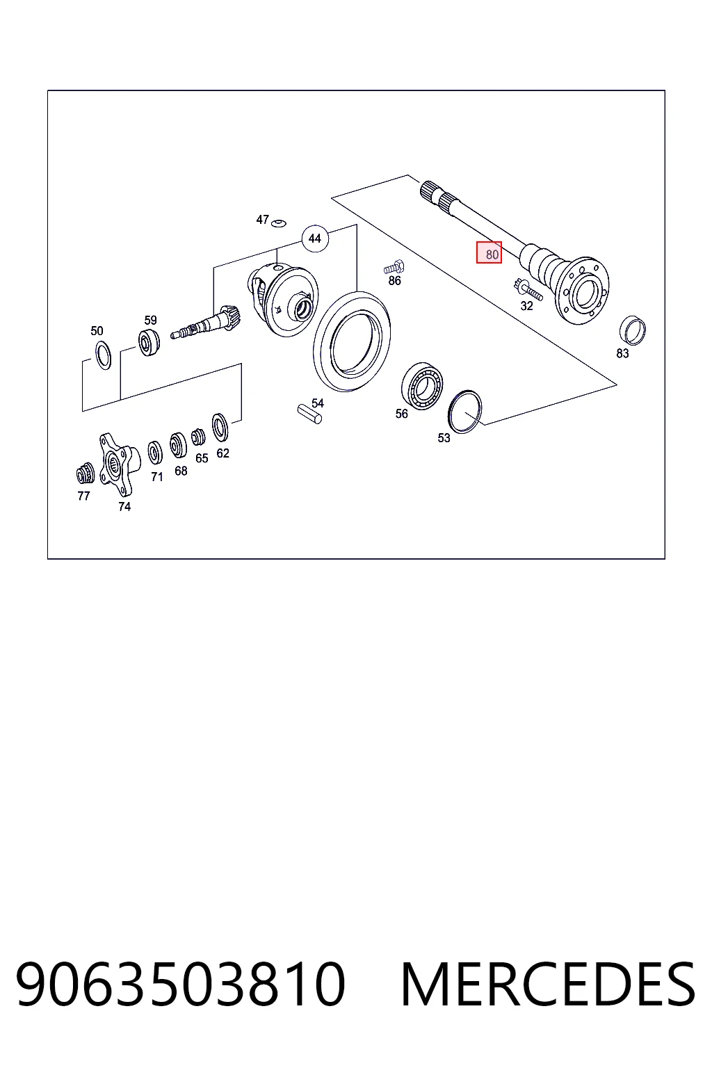 9063503810 Mercedes Полуось задняя правая
