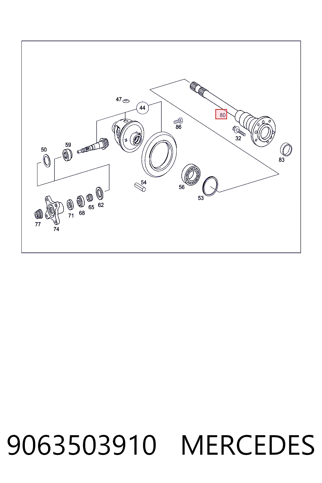 9063503910 Mercedes Полуось задняя левая