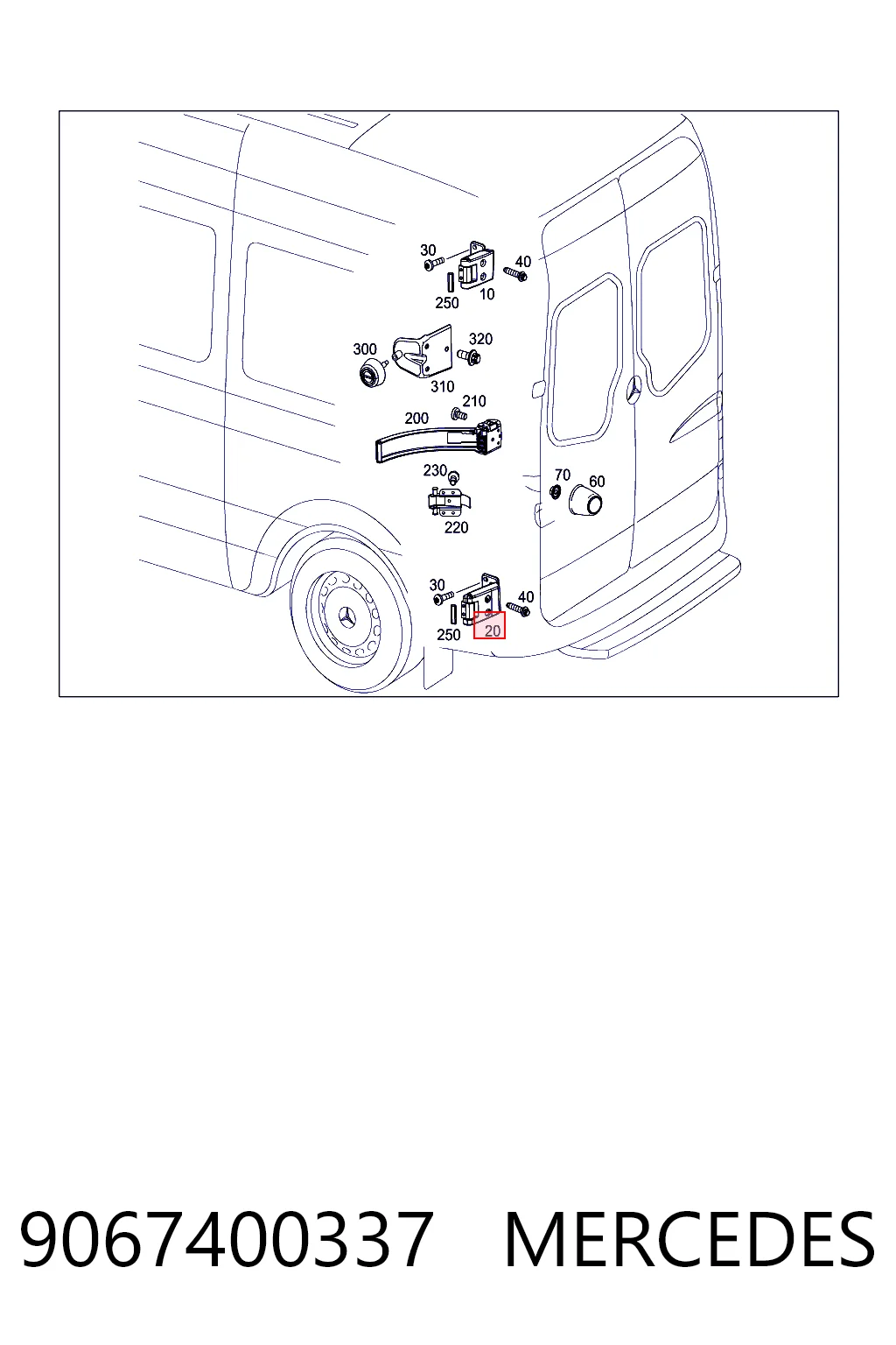 9067400337 Mercedes Петля задней (распашной) двери, правая нижняя