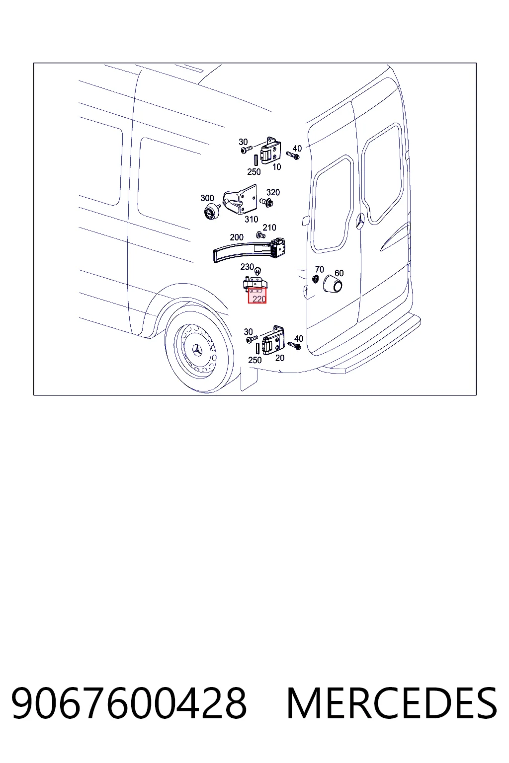 9067600428 Mercedes Ограничитель двери, задний