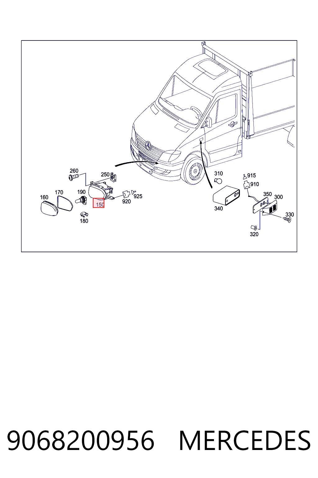 9068200956 Mercedes Противотуманка правая