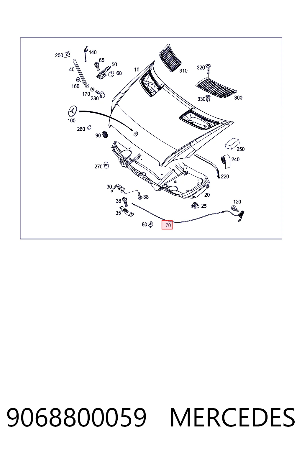 9068800059 Mercedes Трос открытия капота