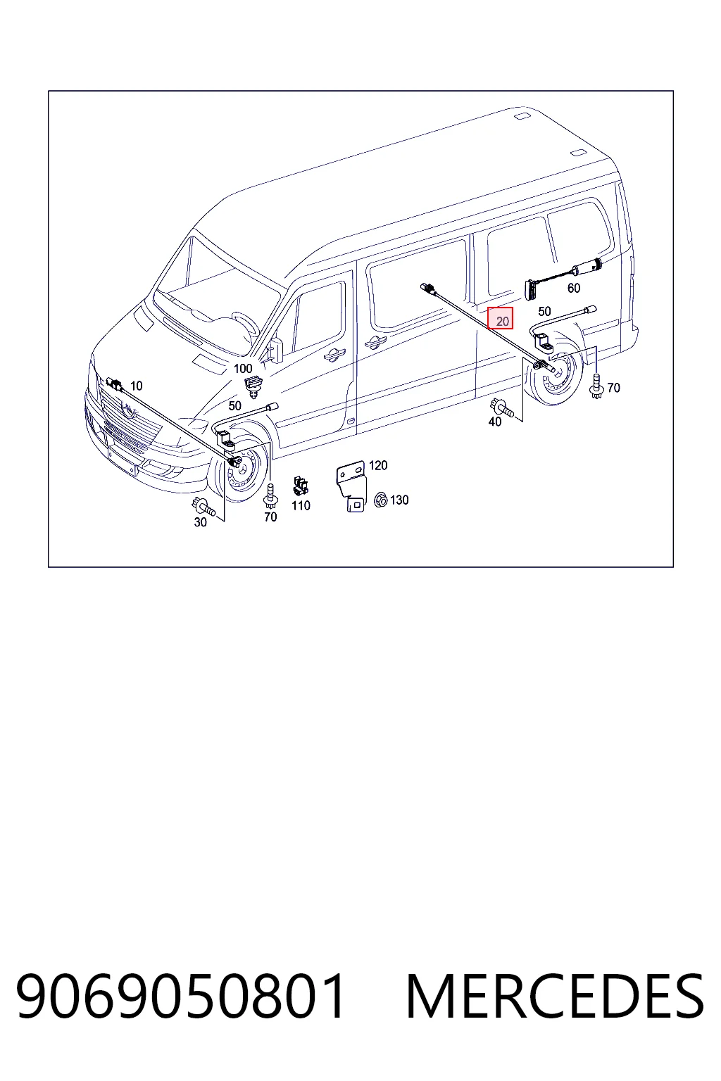 9069050801 Mercedes Задний левый датчик АБС