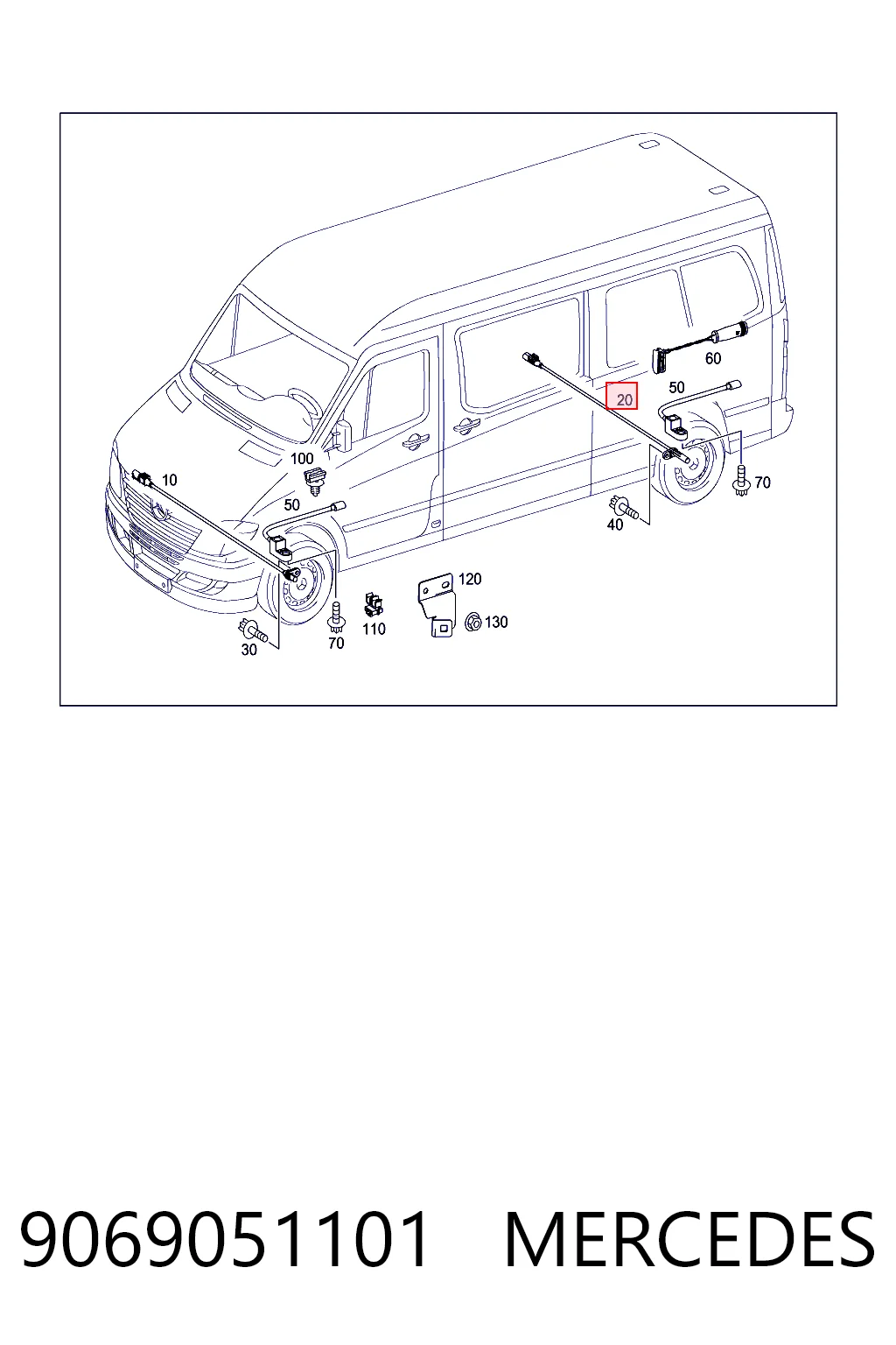 9069051101 Mercedes Датчик АБС (ABS) задний, правый
