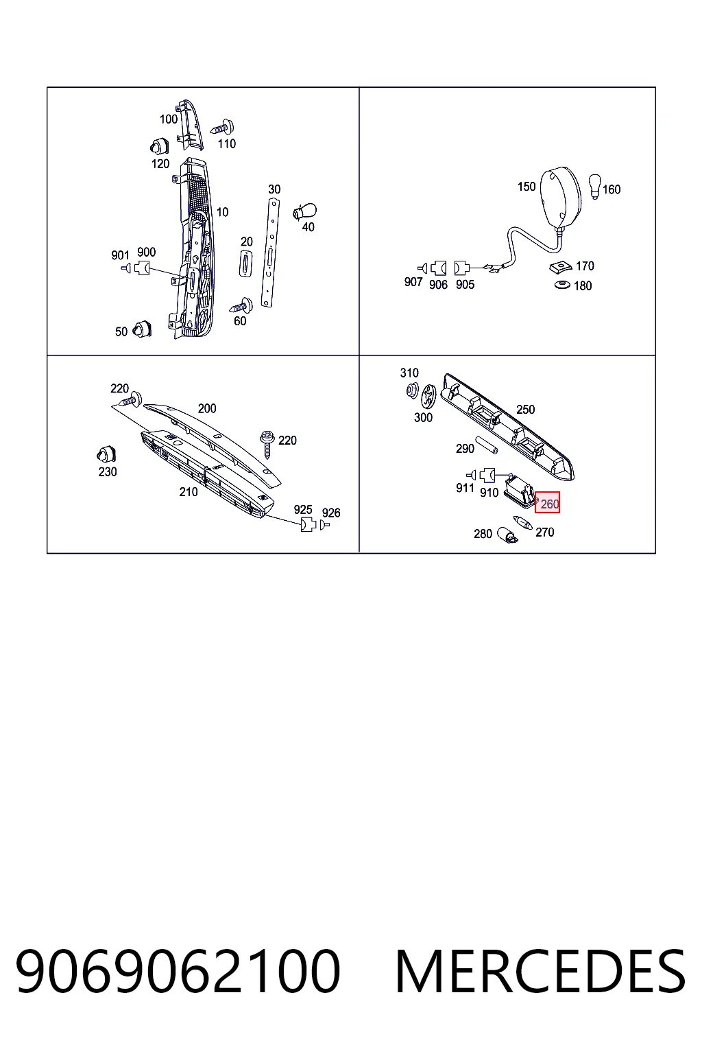 9069062100 Mercedes Фонарь освещения номера