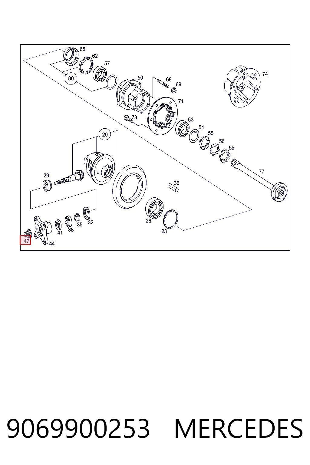 9069900253 Mercedes Гайка хвостовика заднего моста