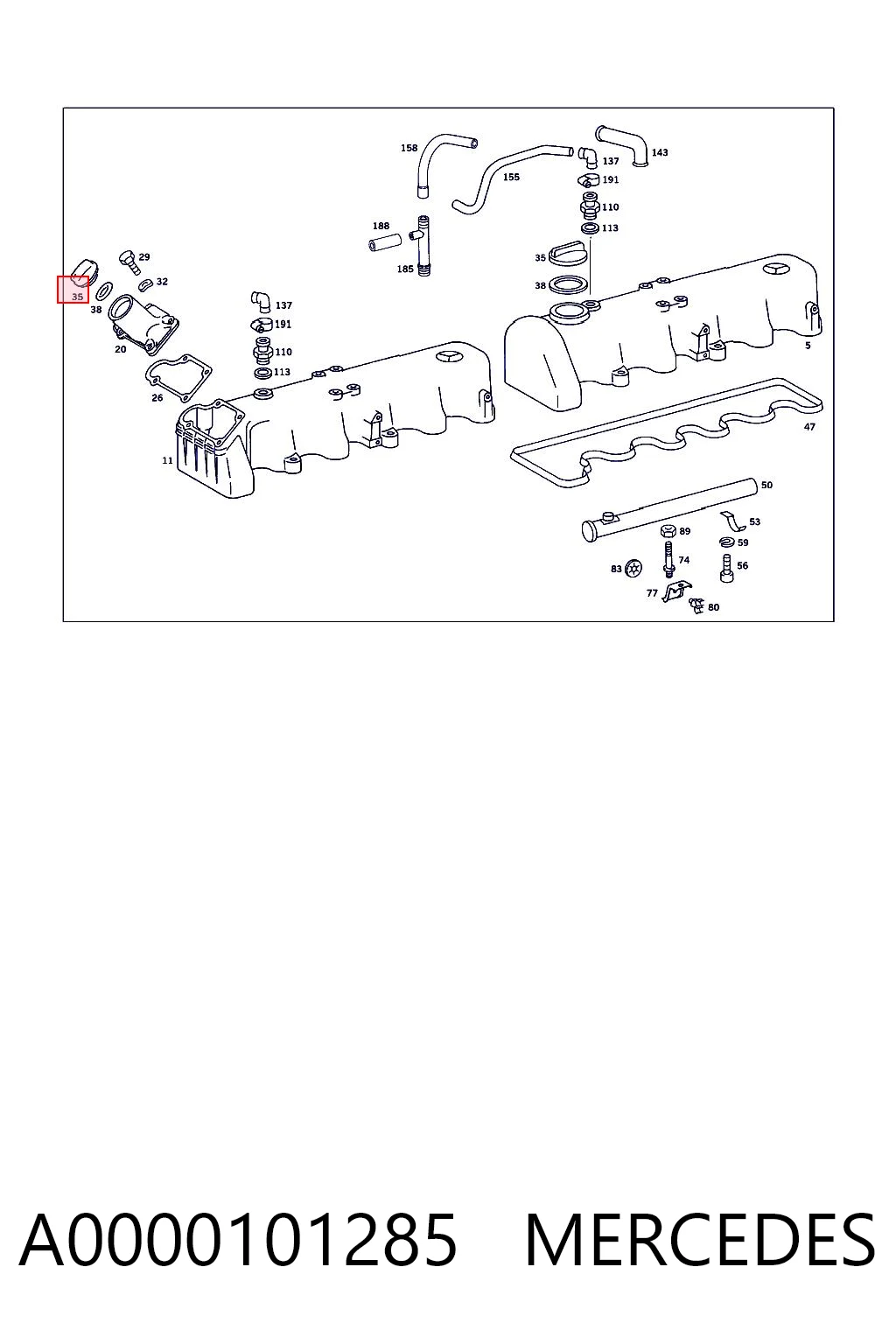 A0000101285 Mercedes Крышка масляной горловины