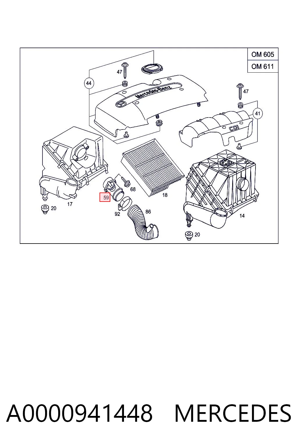 A0000941448 Mercedes Датчик расхода воздуха