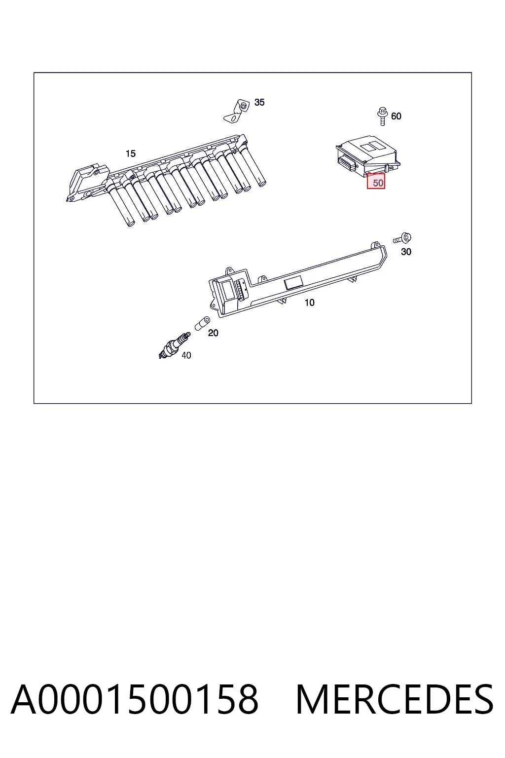 A0001500158 Mercedes Блок розжига свечей зажигания (трансформатор напряжения)