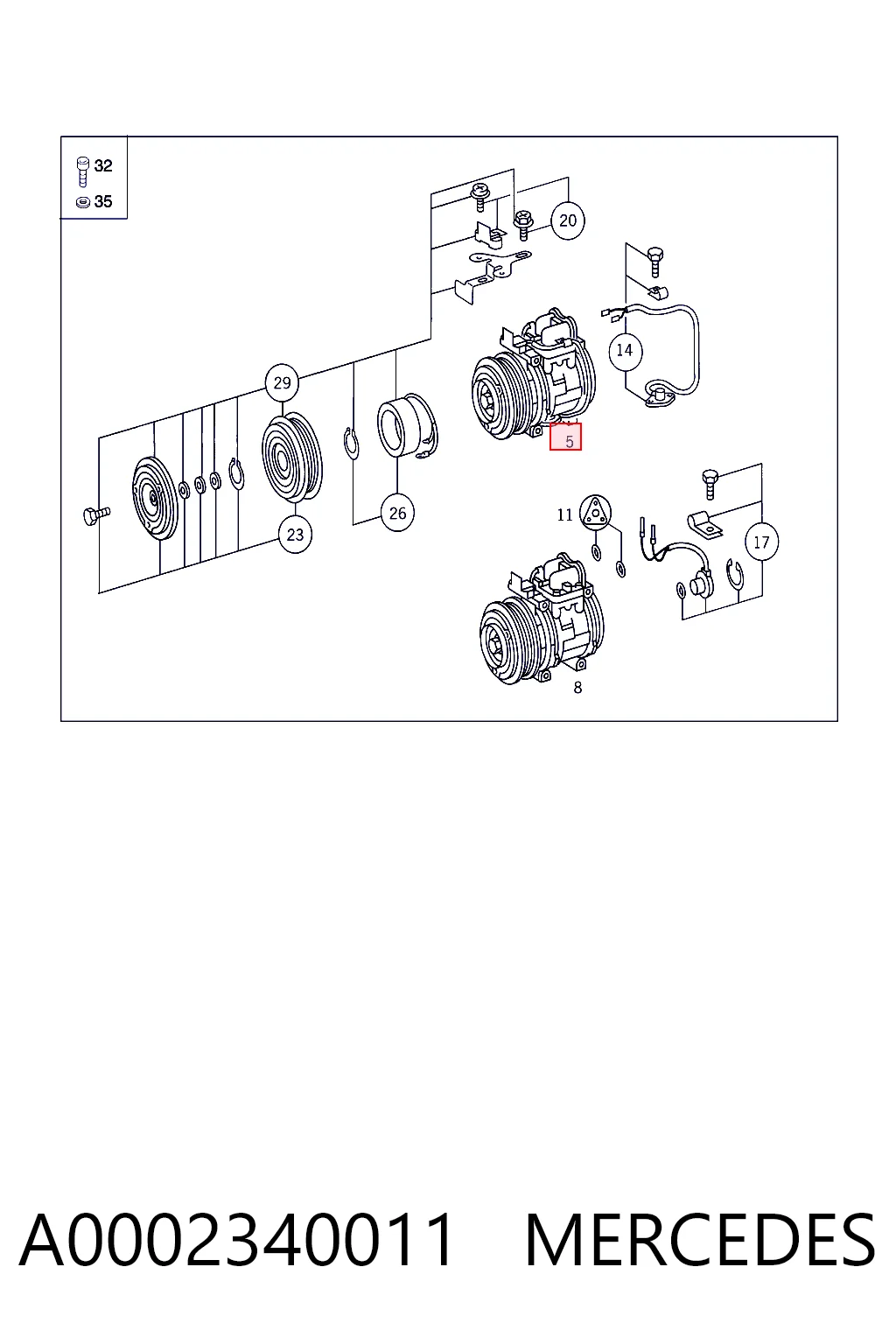 A0002340011 Mercedes Компрессор хладагента
