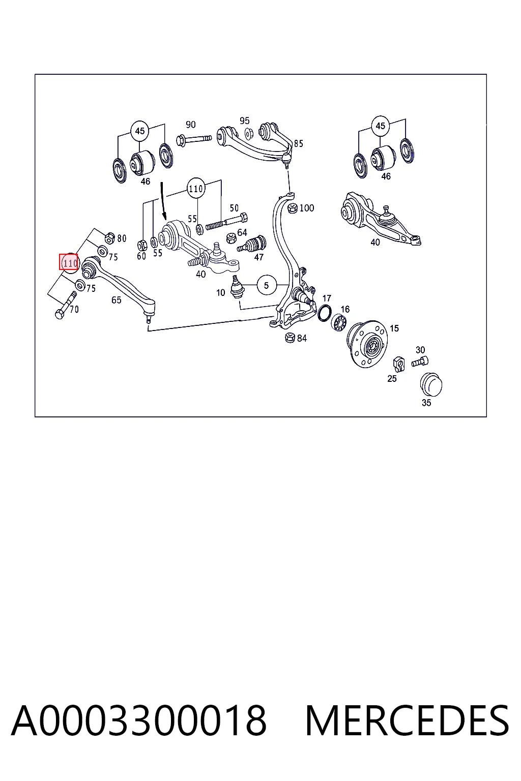 A0003300018 Mercedes Комплект крепёжных болтов рычага
