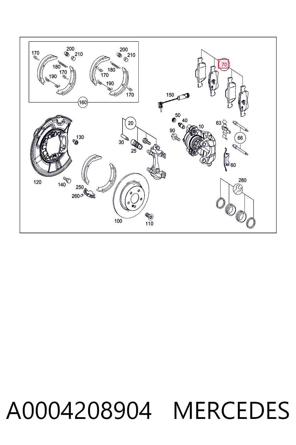 A0004208904 Mercedes Колодки тормозные дисковые комплект