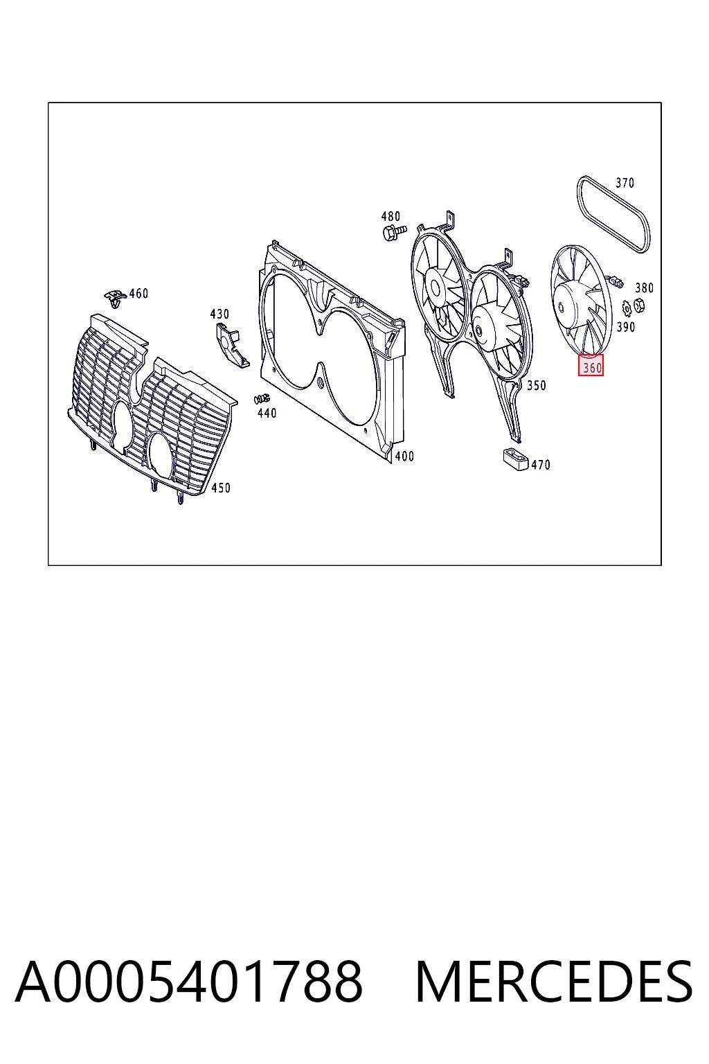 A0005401788 Mercedes Вентилятор системы охлаждения левый