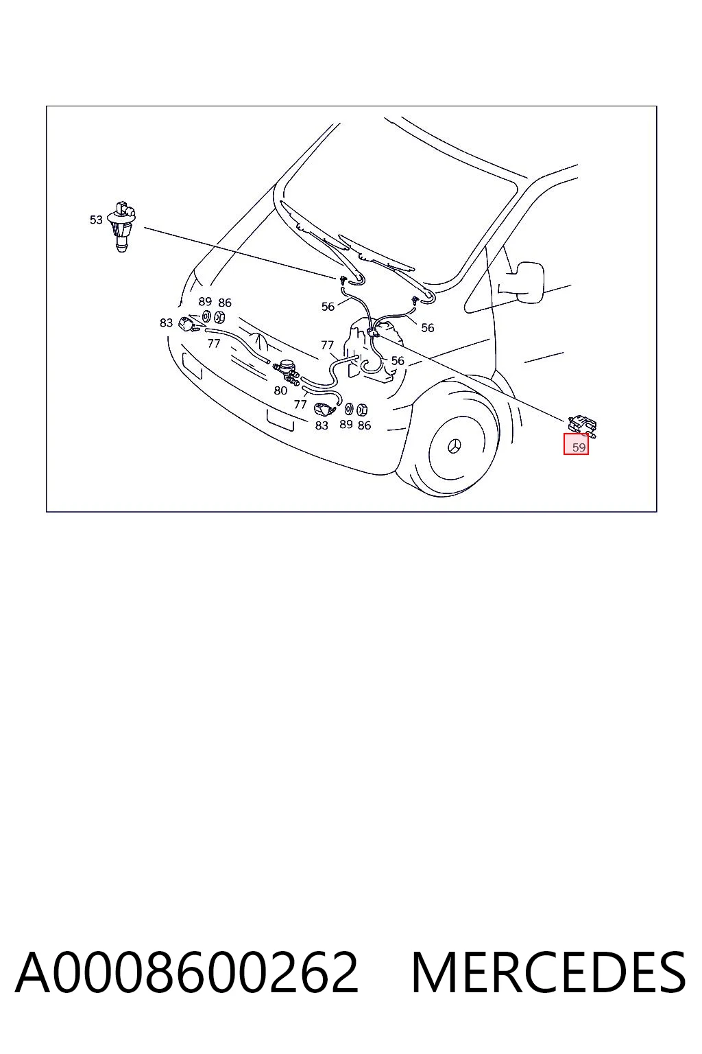 A0008600262 Mercedes Тройник системы стеклоомывателя