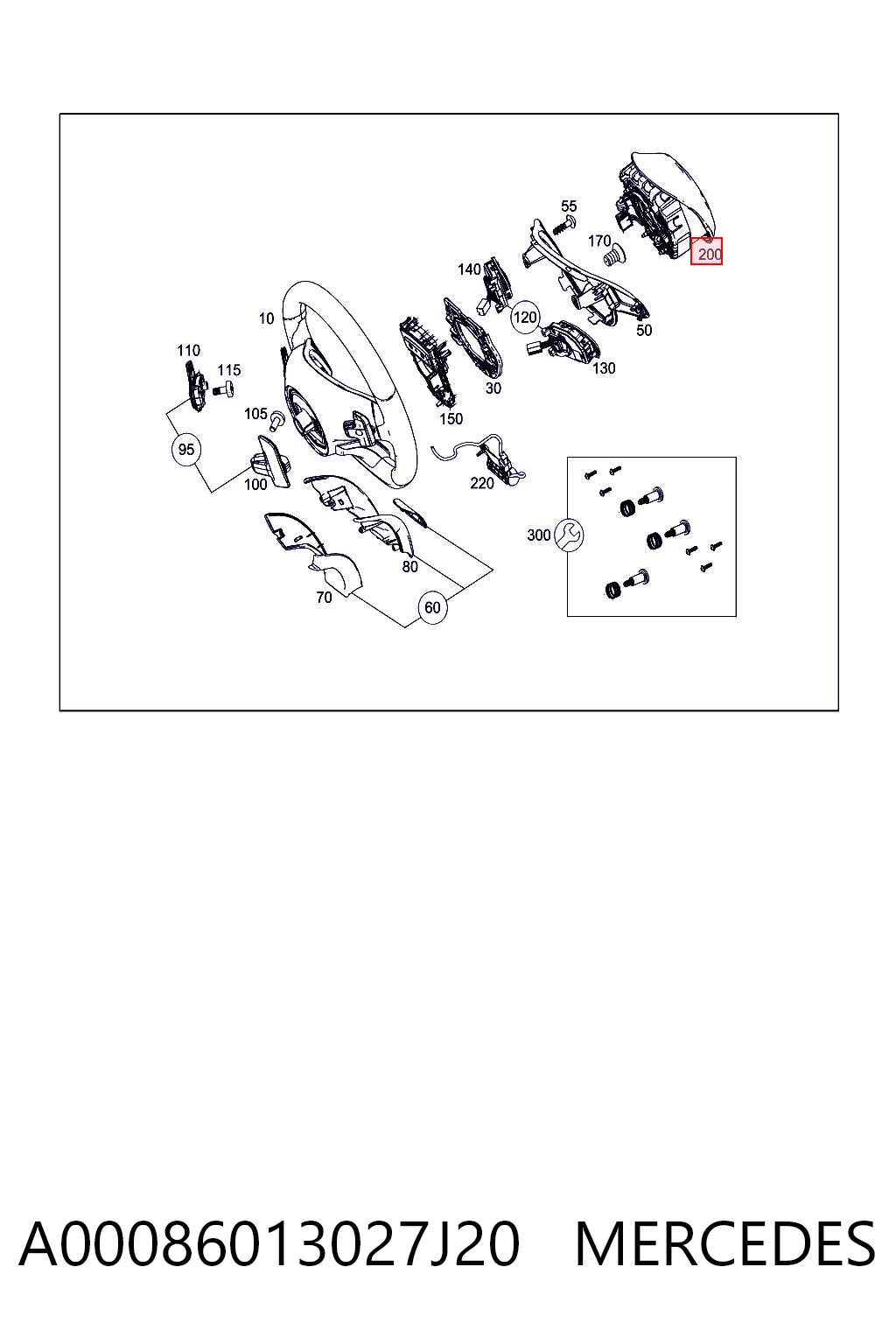 A00086013021B82 Mercedes Подушка безопасности водителя