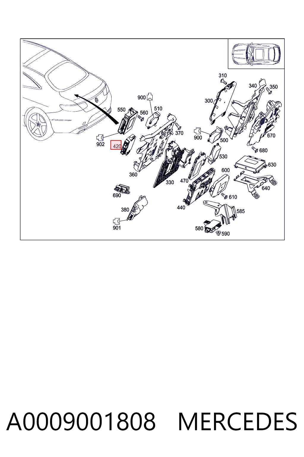 A0009001808 Mercedes Модуль (блок ЭБУ) управления парктроником