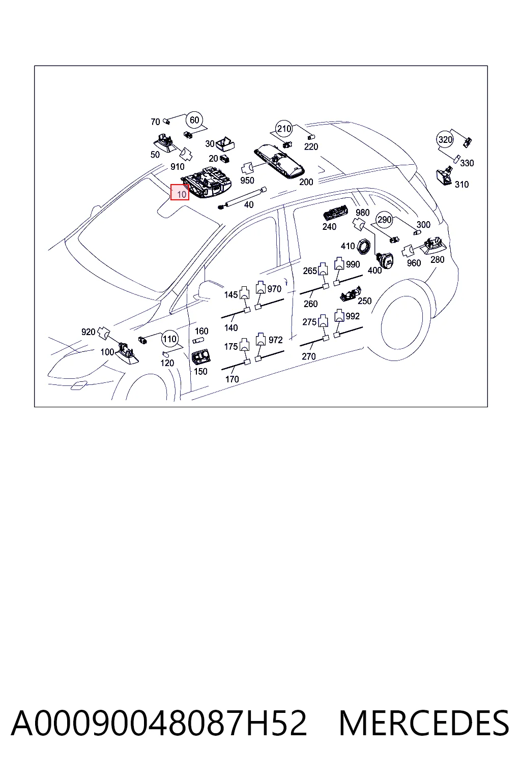 A0009004808 Mercedes Лампочка освещения салона