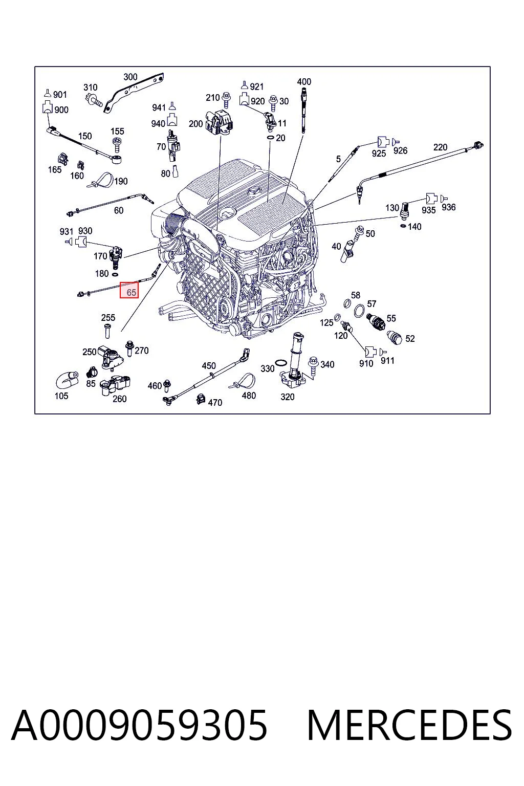 A0009059305 Mercedes Датчик температуры отработавших газов (ОГ), перед турбиной