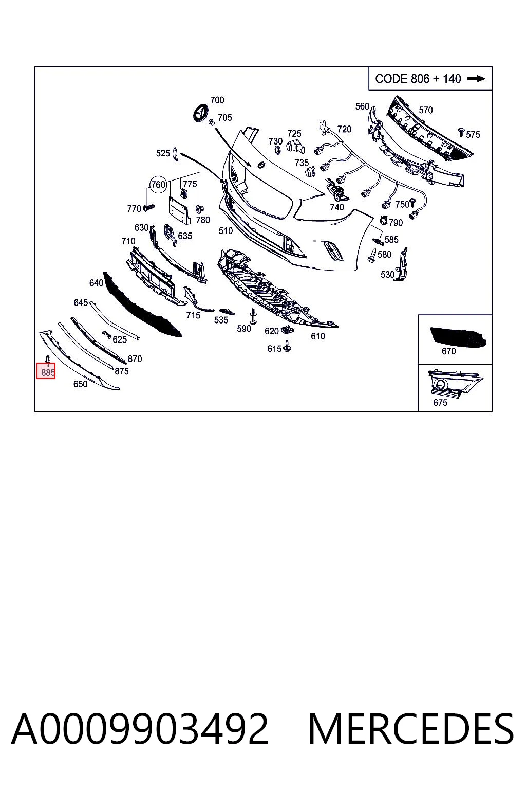A0009903492 Mercedes Пистон (клип) крепления накладок порогов