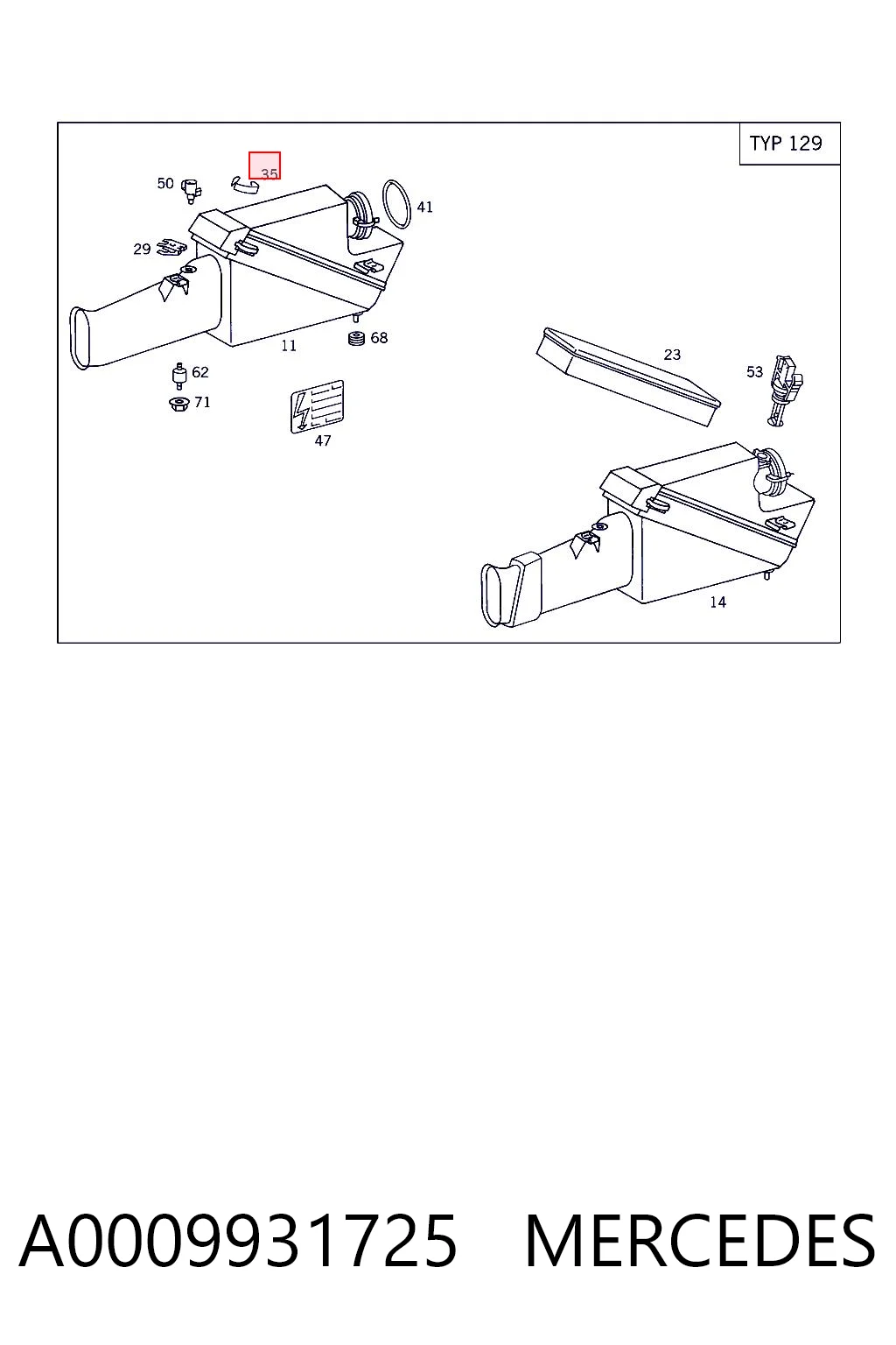A0009931725 Mercedes Защелка (скоба) корпуса воздушного фильтра