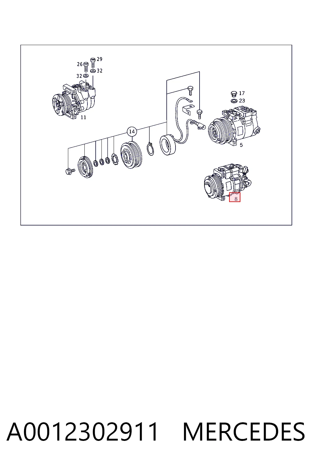 A0012302911 Mercedes Компрессор хладагента