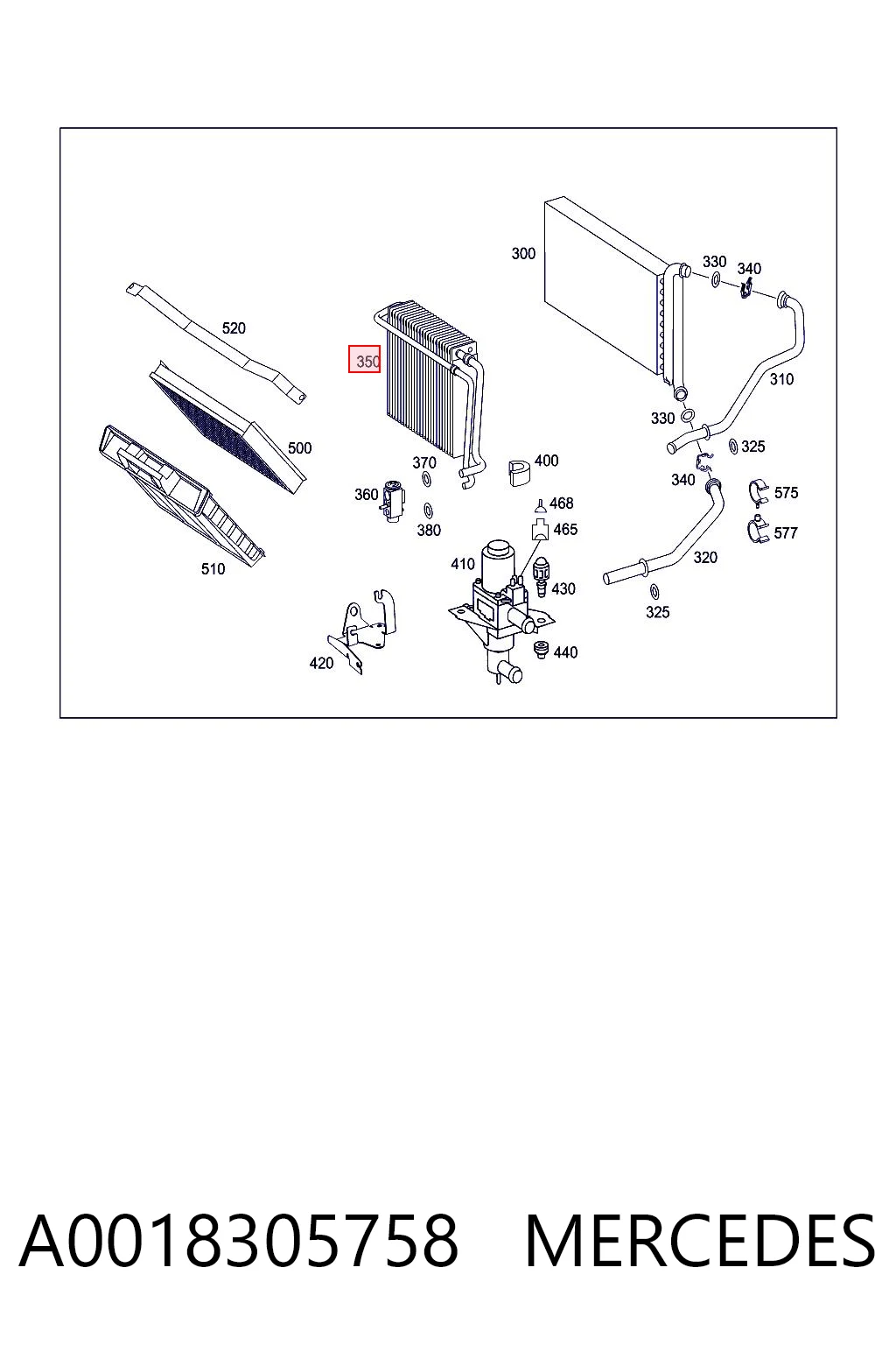 A0018305758 Mercedes Радиатор отопителя салона