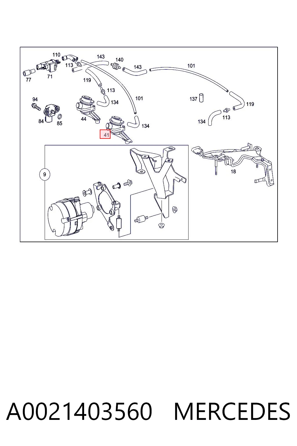 A0021403560 Mercedes Клапан подачи вторичного воздуха
